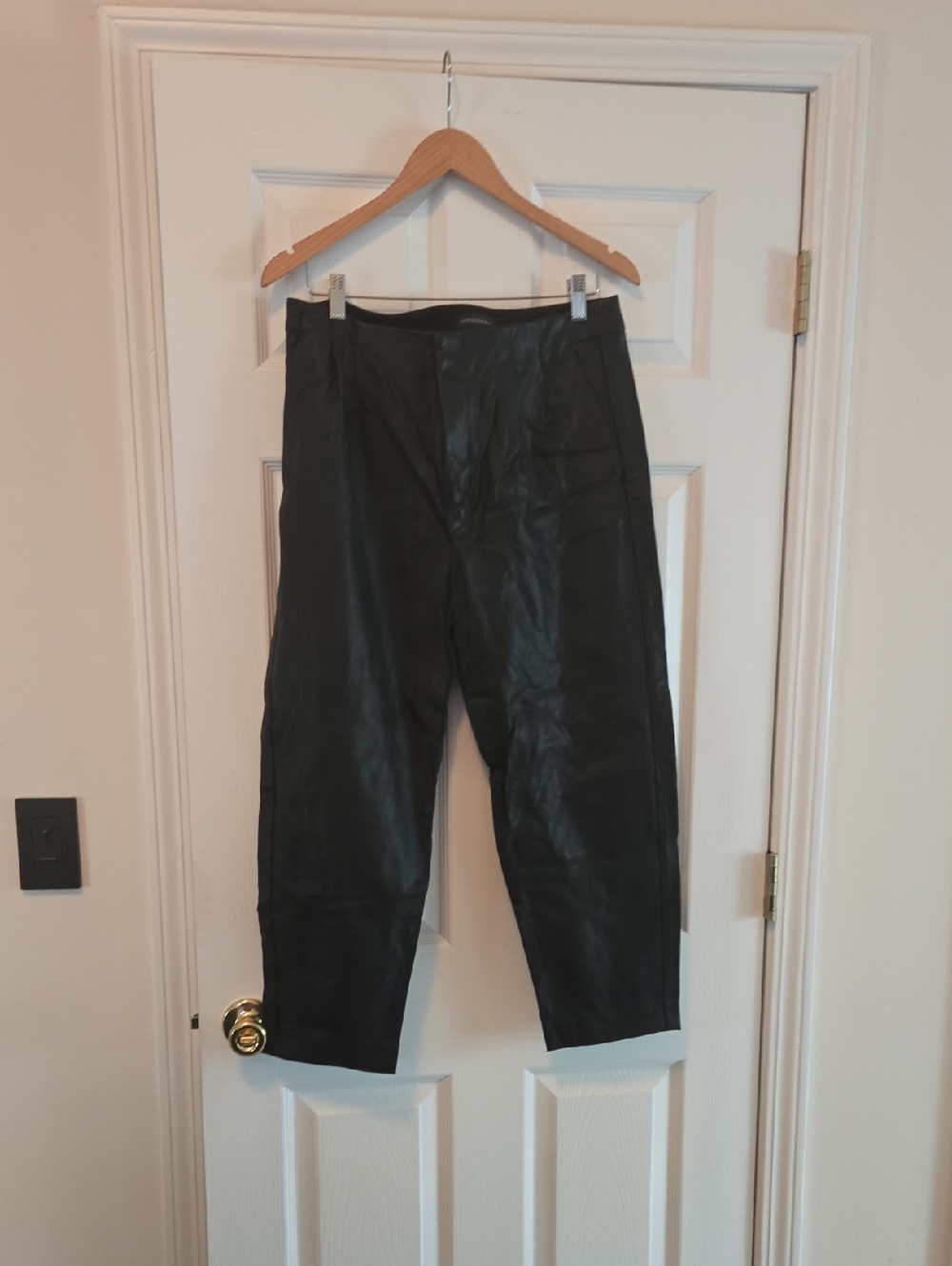Banana Republic Black Faux Leather Pants with Stitched Detail